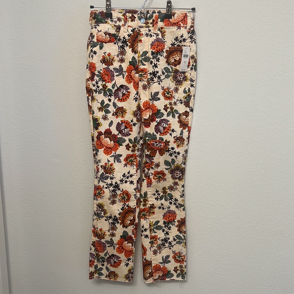 NWT! Anthropologie Pilcro High-Rise Cigarette Slim Straight Jeans Floral size 26 - Picture 4 of 8